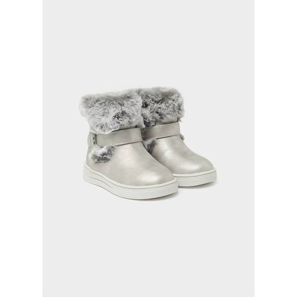 NEW MAYORAL kid's faux fur detail bootie in silver - Picture 1 of 5